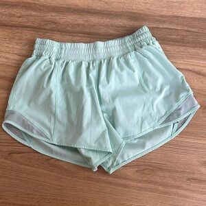 Lululemon Hotty Hot Lined Short 4”
Color: Mint blue 
Size: 6